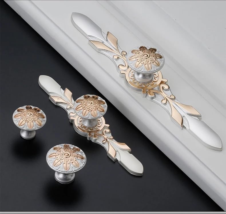 10 Pack 1.35 Inch Two Tone Silver Gold Cabinet Knobs with Backplate - color: Gold Silver Large