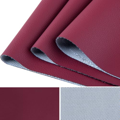 HGUAN Marine Vinyl Upholstery Faux Leather Sheets Fabric 12" X 54" Suitable for Furniture Sewing,Sofa Handmade DIY Projects (Burgundy, 1/3 Yard) - color: Burgundy, size: 1/3 Yard