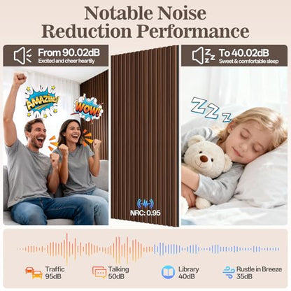 2 Pack Acoustic Wood Panels for Wall 47.24" x 23.81" Soundproof - color: Walnut, size: 47" x 23" (2 PCs)