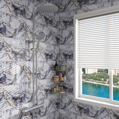 Marble Peel and Stick Backsplash 23.6 x11.8 in, 10PCS - color: Blue Stone Gilding