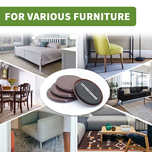 Furniture Sliders for Carpet 8 PCS - 3 1/2" Brown - size: 8 PCS 3 1/2 inch Brown