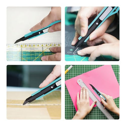 MANUFORE 5pcs 9mm Snap-off Knives with 30-Degree Precision Blade - size: 5pcs blue knife