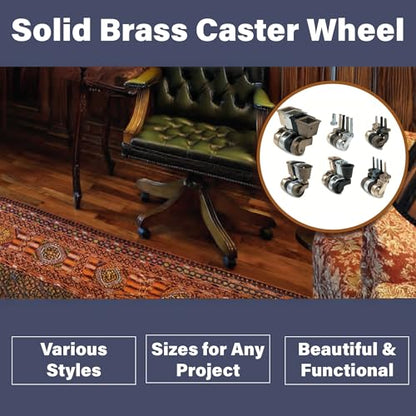 Van Dyke's Restorers Vintage Classic Solid Brass Round Cup Caster Wheel, Bronze, 1 1/4 Inch – Durable Furniture Caster for Chairs, Cabinets & DIY Projects - style: Round 1 1/4 Inch