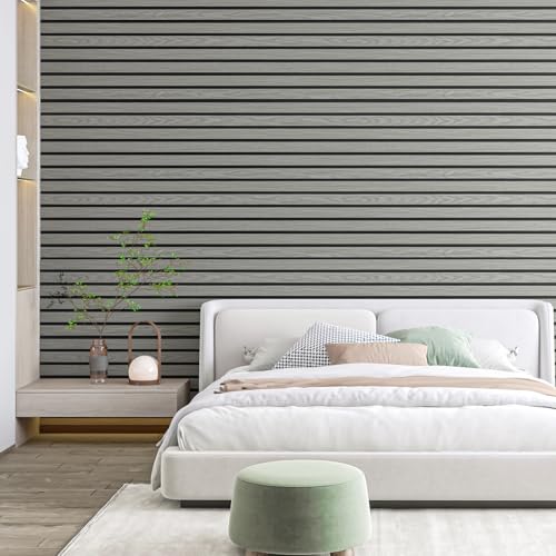 Art3d Six-Grid Design Slim Slat Wall Panel, 104 x 12 Inch, 4-Pack, Ash - color: Six-Grid Ash