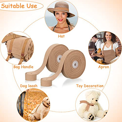 Willbond 2 Rolls/ 20 Yards Cotton Webbing 1 Inch, Camel - color: Camel