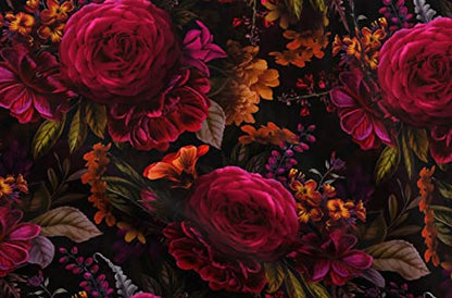 Spoonflower Fabric Moody Floral Gothic Flower on Upholstery Velvet - size: Fat Quarter