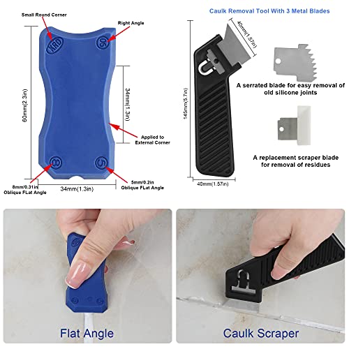 Caulking Tool Kit Silicone Sealant Finishing Tool Set Silicone Profiling Kit Grout Sealing Smoother Caulk Application Tool for Kitchen Bathroom Floor Window Sink Joint Toilet