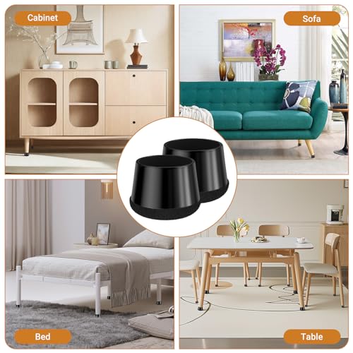 24 PCS Silicone Chair Leg Floor Protectors Large (1.3"-1.4") Rubber Felt Furniture Pads Chair Legs Caps/Covers for Hardwood Floors, Tile from Scratches & Reduce Noise - Round, Black - size: Large (1.3"-1.4")