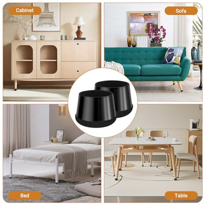 24 PCS Silicone Chair Leg Floor Protectors Large (1.3"-1.4") Rubber Felt Furniture Pads Chair Legs Caps/Covers for Hardwood Floors, Tile from Scratches & Reduce Noise - Round, Black - size: Large (1.3"-1.4")