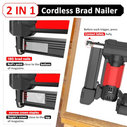 20v Cordless Staple Gun Brad Nailer 2 in 1 Aluminum Metal Magzine