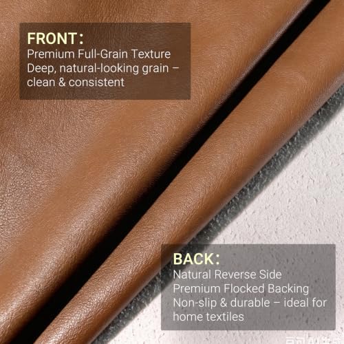 Premium Heavy-Duty 1.4mm Thick Full-Grain Embossed Faux Leather, 54" Wide - color: Brown, size: 1 Yard （36in*54in）