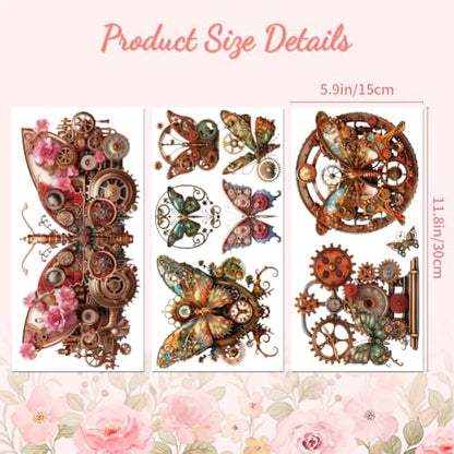 Peacoblue Mechanical Butterfly Rub On Transfers for Furniture Craft 6"x12" - style: Mechanical Butterfly