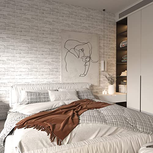 Cohoo Home White Brick Wallpaper Peel and Stick Contact Paper Faux 393”×18” - color: Gray/White, size: 17.7" x 393"