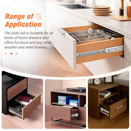 Drawer Slides Ball Bearing 3 Folds Full Extension Side Mount Cabinet Runners Glides Rails Track 100 Lbs Load 10 12 14 16 18 20 22 24 Inch Silver (Silver-Basic- 1 Pr,10 Inch) - color: Silver-Basic, size: 10 Inch