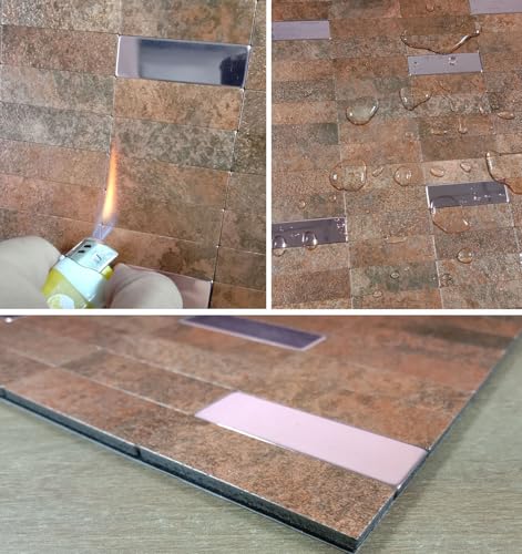 XUANINY Peel and Stick Tile Backsplash Self- Adhesive Wall Tiles Aluminum Mosaic Sticker for Kitchen (11.33"x11.92" Per Sheet, Pack of 10 pcs) (Copper 10) - color: Copper 10