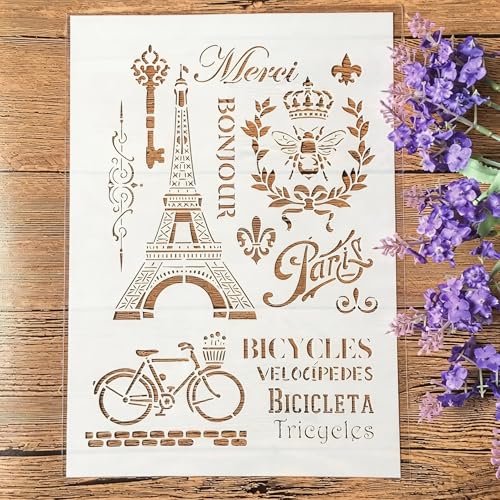 TIAMECH A4 Reusable Vintage Tower Bicycle Stencil for Painting - style: Tower Bicycle