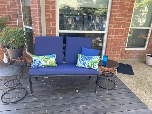 FLYMEI Patio Cushion Covers 48x24x5, Navy Blue, 1Packs - color: Navy Blue, size: 48x24x5-1Packs-Cover Only