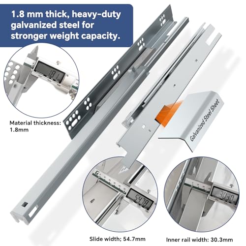 ToBeGreat 12 Inch Undermount Soft Close Drawer Slides - Full Extension - color: Soft Close-6 Pair, size: 12 Inch