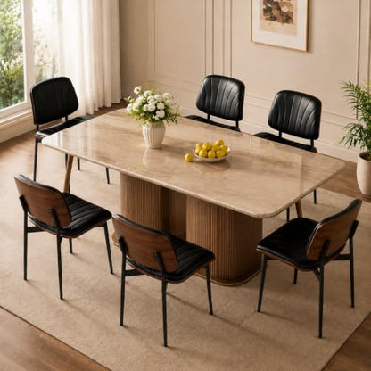 REONEY Dining Chairs Set of 4, Mid-Century Modern Kitchen Chairs, Black - color: Black Shell Strips