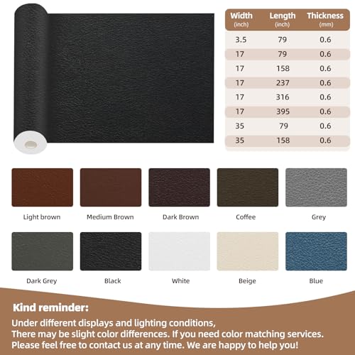 Leather Repair Kits, Large Vinyl Repair Patch for Couches Furniture - color: Dark Brown, size: 17X79 inch