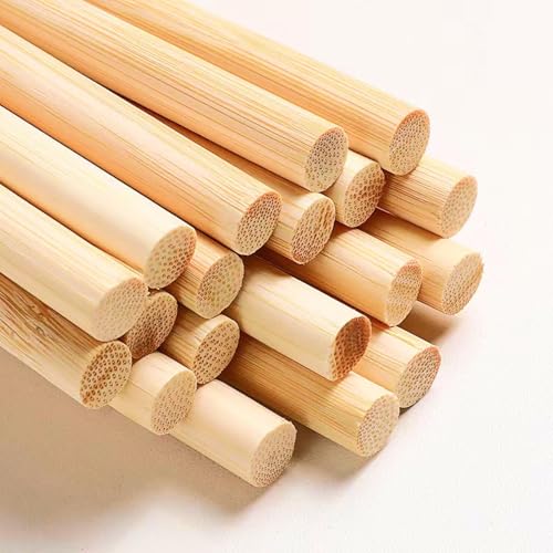 DTmasao 1/4 x 24 Inch 10 PCS Dowel Rods Wood Sticks Wooden Dowel Rods Unfinished Bamboo Sticks - for Crafts,Home Decor, Model Making and DIYers - size: 1/4 x24 Inch