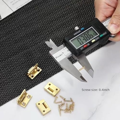 dophee 4Pcs Mini Solid Brass Hinges, 90 Degree Small Butt Hinges Connectors