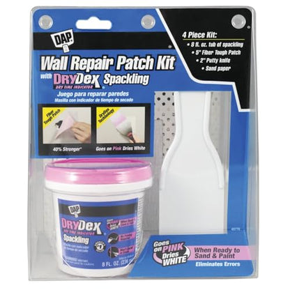 DAP DryDex Spackling Wall Repair Patch Kit, with Pink/White Dry Time Indicator, 8 Oz (7079812345)