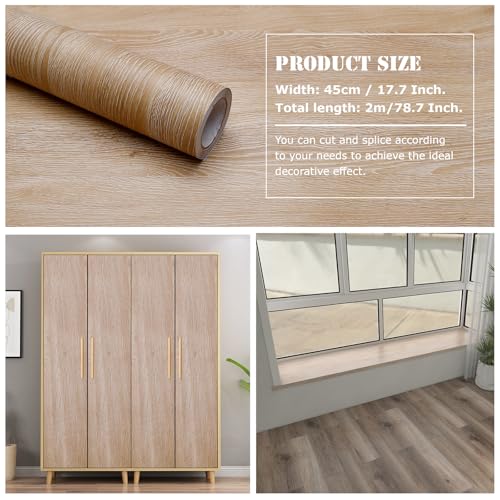 Peel and Stick Wallpaper Contact Paper Wood Natural Oak Wood Grain Contact Paper Thicken Textured for Cabinets and Drawers Countertops Waterproof Self Adhesive Vinyl 17.7x78.7 - color: Natural Oak, size: 17.7"W x 78.7"L