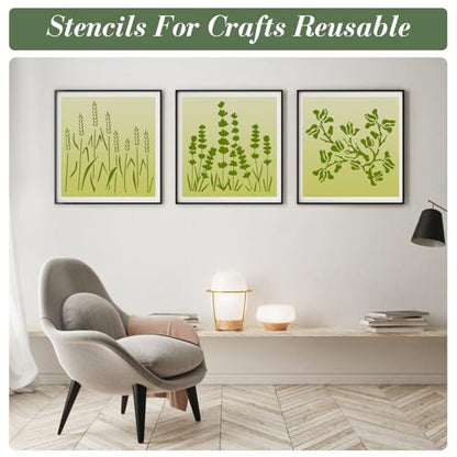 Flower Stencils for Crafts Reusable 16Pcs Stencils(7.87X7.87 Inch) - color: Flowers