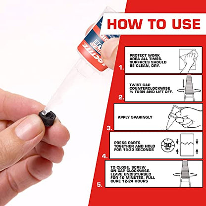 Loctite Super Glue Liquid Longneck Bottle, 5g Bottle (Pack of 6) Instant Adhesive for Plastic, Wood & Metal, Clear Superglue with Extra Long Precision Nozzle, Quick‑Dry Formula - size: 5g, style: 6 Pack