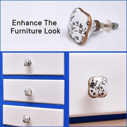 Indian Shelf 18 Pack Drawer Knobs for Cabinet Dresser Ceramic - color: Black and Golden, size: 18 Knobs