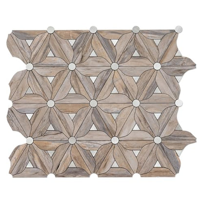Peel and Stick Backsplash Tile, 10 Sheets Waterproof PVC Wall Tiles for Kitchen Bathroom, Thick Self Adhesive Stick on Backsplash, Covers 9.67 Sq.Ft. - color: Wood Mixed Silver Petal