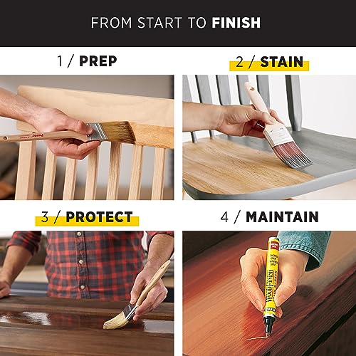 Minwax PolyShades Wood Stain + Polyurethane Finish – ½ Pint, Classic Oak, Gloss - color: Classic Oak, size: 0.25 Quart, style: Gloss