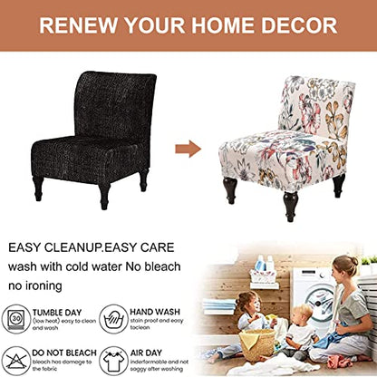 Eco-Ancheng Armless Chair Slipcover Removable Armless Accent Chairs Covers Washable Armless Slipper Chair Slipcover Printed Armless Chair Furniture Protector Covers for Living Dining Room Hotel - color: 502