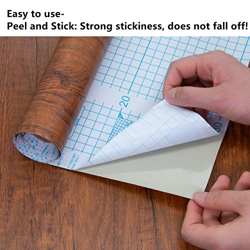 Peel and Stick Wood Grain Contact Paper for Old Furniture Kitchen Cabinets - color: Brown Red, size: 23.6" x 236"