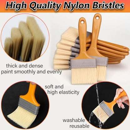9Pack Chip Paint Brushes Soft Bristles Wall Painting Brush Varnish Wood Stain Brush Set for Furniture Fence Flat Brushes for Painting Oil Acrylic 1 1.5 2 2.5 3 4 5 6 8 inch