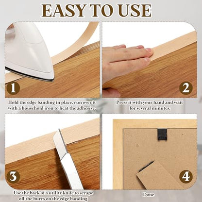 uxcell 1 Inch x 26ft Wood Veneer Edge Banding, Pre-Glued Flexible Eucalyptus Edging Strips, Iron on with Hot Melt Adhesive Wood Tape for Cabinet Repair and Furniture Restoration - size: 1 Inch x 26ft