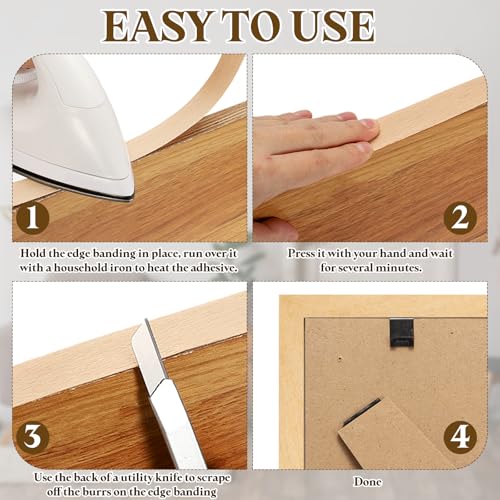 uxcell 1-1/2 Inch x 13ft Wood Veneer Edge Banding, Pre-Glued Flexible Eucalyptus Edging Strips, Iron on with Hot Melt Adhesive Wood Tape for Cabinet Repair and Furniture Restoration - size: 1-1/2 Inch x 13ft