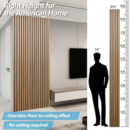 Art3d 4-Pack Fluted Acoustic Wood Slat Wall Panel, 107 x 8 Inch, Walnut - color: Walnut, size: 4pcs - 107＊8in.