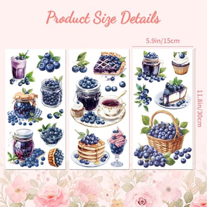 Peacoblue Blueberry Elements and Jam Rub On Transfers for Furniture 6"x12" - style: Blueberry Jam