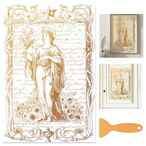 3 Sheets Queen Rub on Transfers for Crafts and Furniture 12×6inch Vintage Baroque Lace Border Furniture Transfer Stickers for Wood Furniture Cabinet Dressers Home Decor - style: Queen