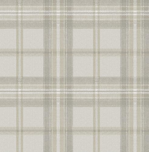 NextWall Harry & Grace Herringbone Plaid Premium Matte Non-Woven Peel and Stick Wallpaper (Frosted Calcutta) - color: Frosted Calcutta