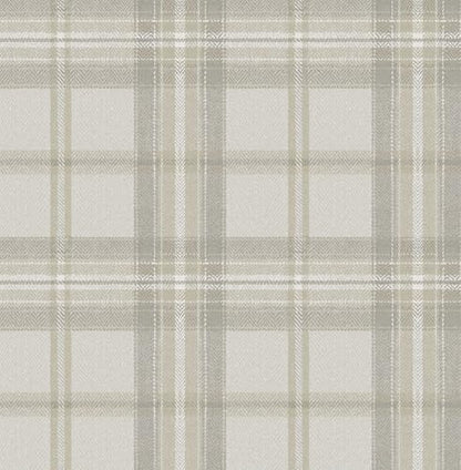 NextWall Harry & Grace Herringbone Plaid Premium Matte Non-Woven Peel and Stick Wallpaper (Frosted Calcutta) - color: Frosted Calcutta