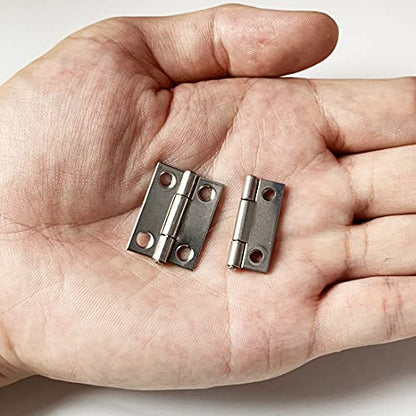 10pcs 304 Stainless Steel 1-inch Folding Butt Hinges Small Hinges Mini Door Hinges for Case Wooden Jewelry Box Lid Crafts (25mm x 18.5mm x 0.8mm) - size: 10pcs 1-inchS w Screws