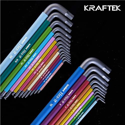 Sae Allen Wrenches Sets 13pcs, Extra Long Arm Allen Key Set with Ball End, Crafted Hex Key Set with Color Coded Sleeves, Unique Patented Holder Design for Magnetizing and Demagnetizing - size: 13PCS (SAE)