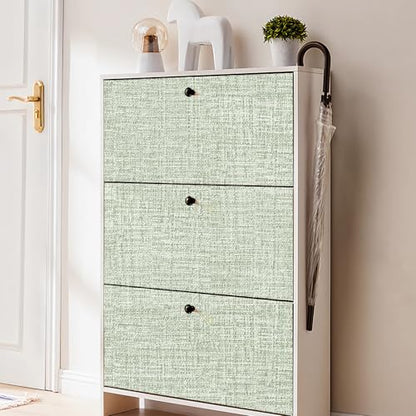 Green Grasscloth Wallpaper 17.3"x160" Faux Linen Textured Contact Paper Removable Self Adhesive Vinyl Wallpaper for Bedroom Bathroom Kitchen Cabinets - color: Green, size: 17.3" x 160"