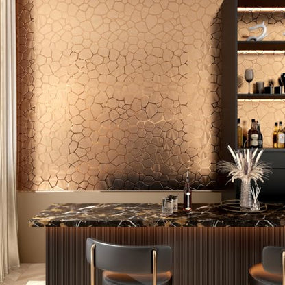 Rose Gold Metallic Wallpaper Peel and Stick Acoustic Wall Panels