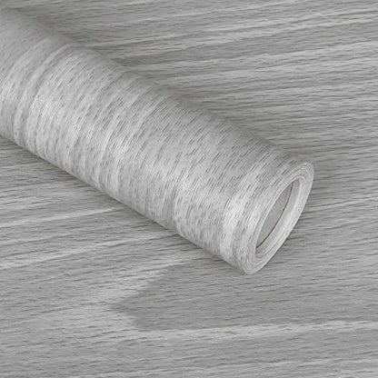 Gray Wood Contact Paper 17.71 x 118 Inch Wood Grain Texture Peel and Stick Wallpaper Adhesive Paper Light Grey Wall Covering Desk Shelf Drawer Liner Cabinets Wardrobe - color: Gray Wood, size: 17.7" x 118"