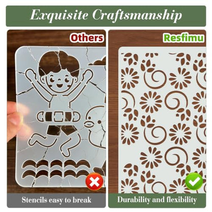 Geometric Texture Stencils for Crafts Reusable 16Pcs Stencils(8.6X4.1 Inch) - color: Texture 19