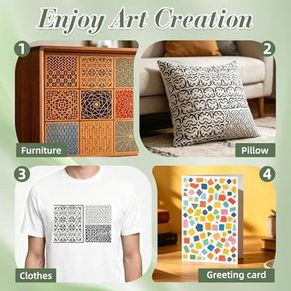 Geometric Texture Stencils for Crafts Reusable 25Pcs Stencils(5.9X5.9 Inch) - color: Texture 9